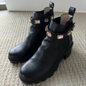 Steve madden rhinestone combat boots
